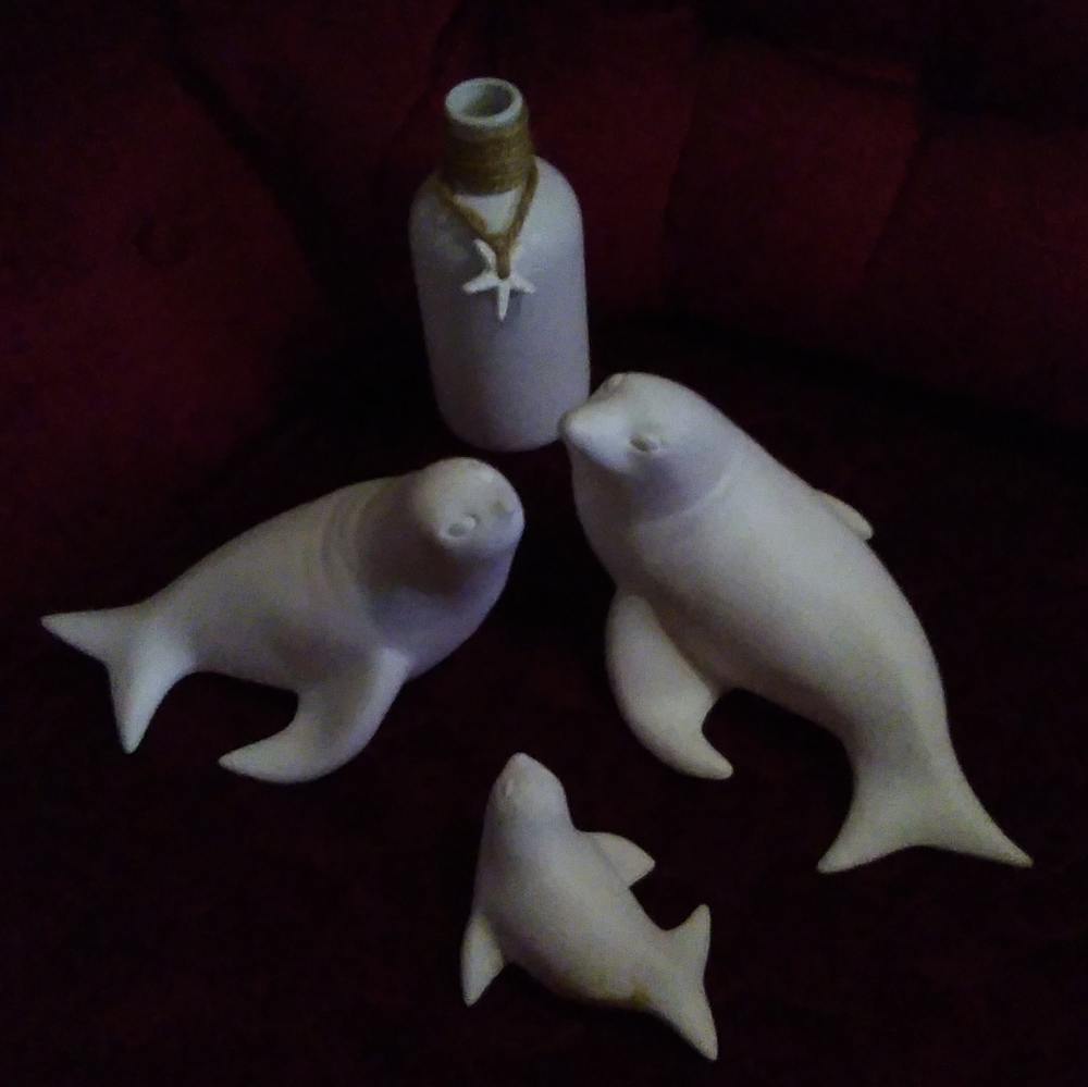 Beach Seal Family & Seaside Jar with Starfish